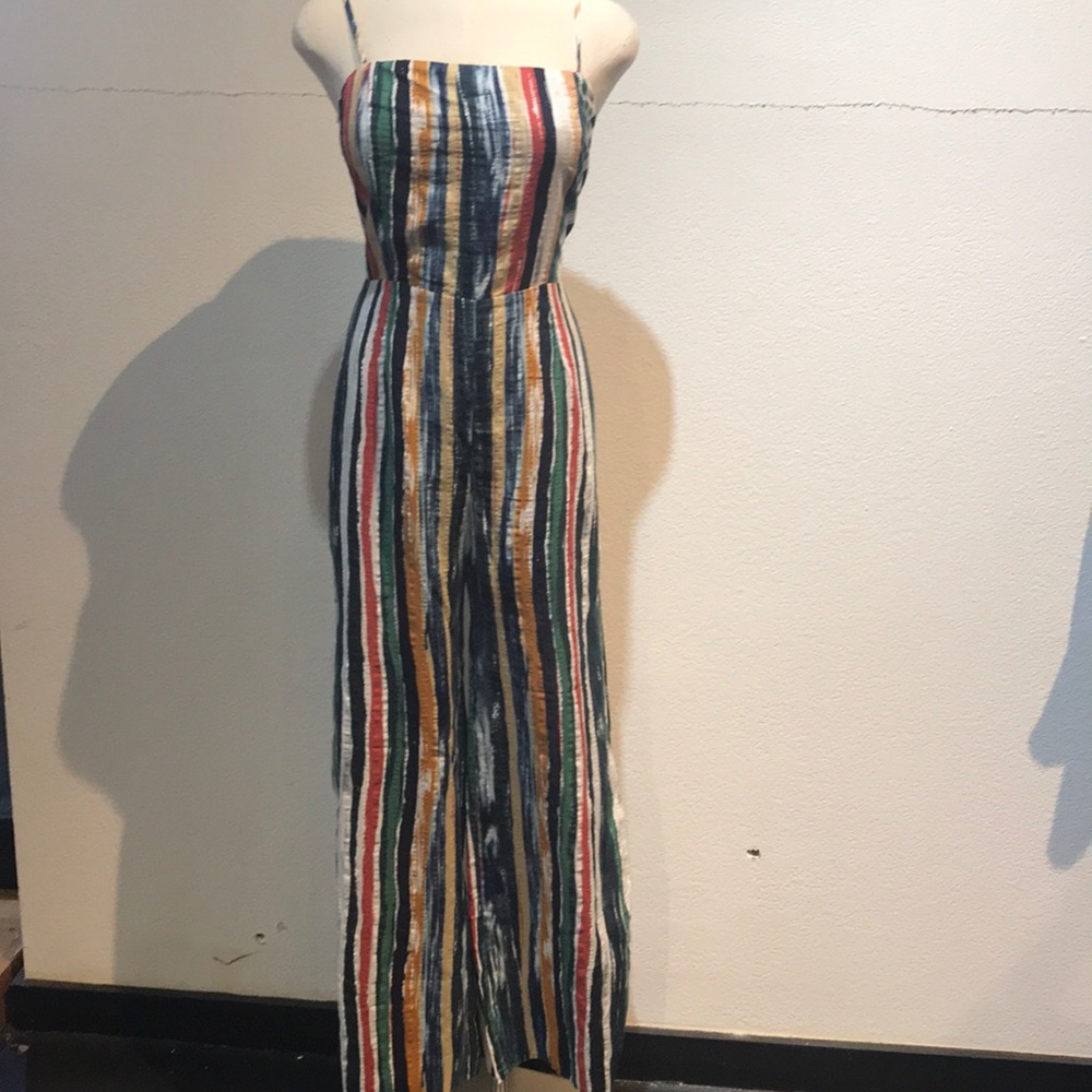 Multi colored striped spaghetti strapped jumper